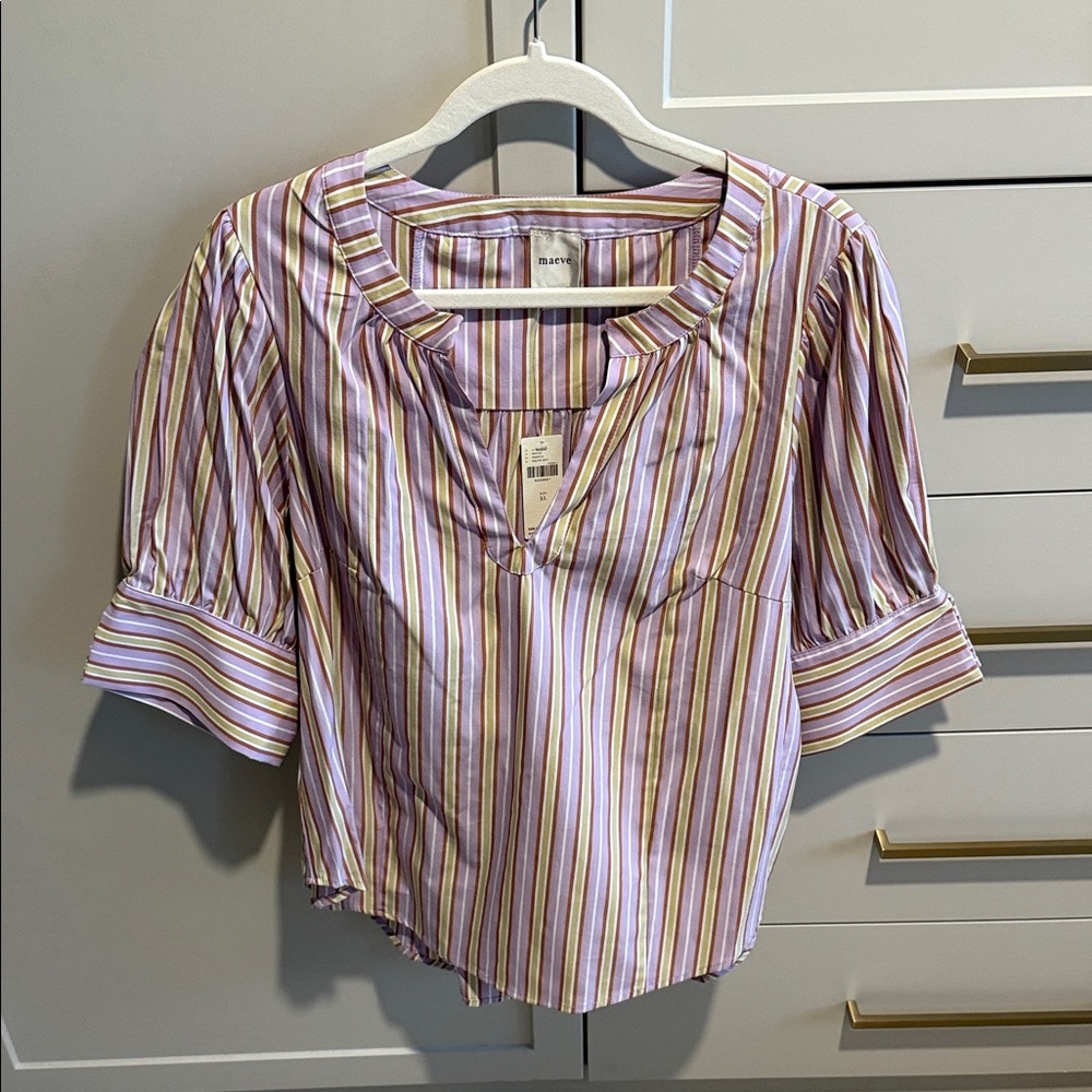 Maeve Striped Blouse - Purple and Yellow